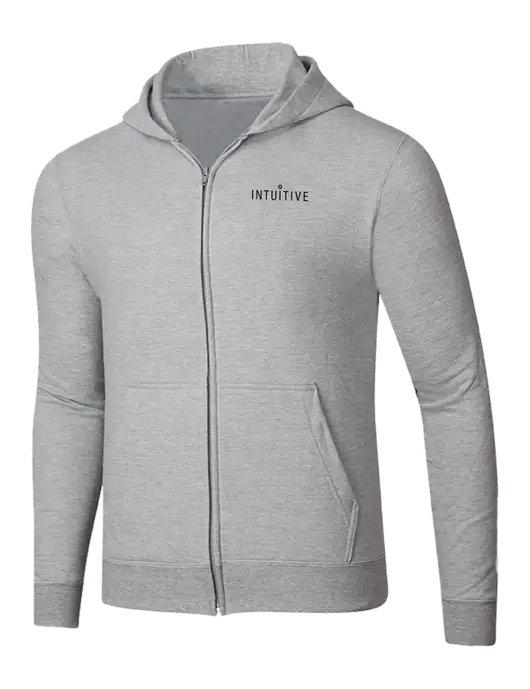 Light Grey Heather 8.5 oz Ring Spun Zip Hooded Sweatshirt w/Intuitive Logo