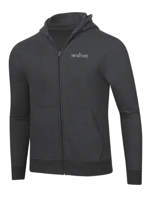 Charcoal 8.5 oz Ring Spun Zip Hooded Sweatshirt w/Intuitive Logo