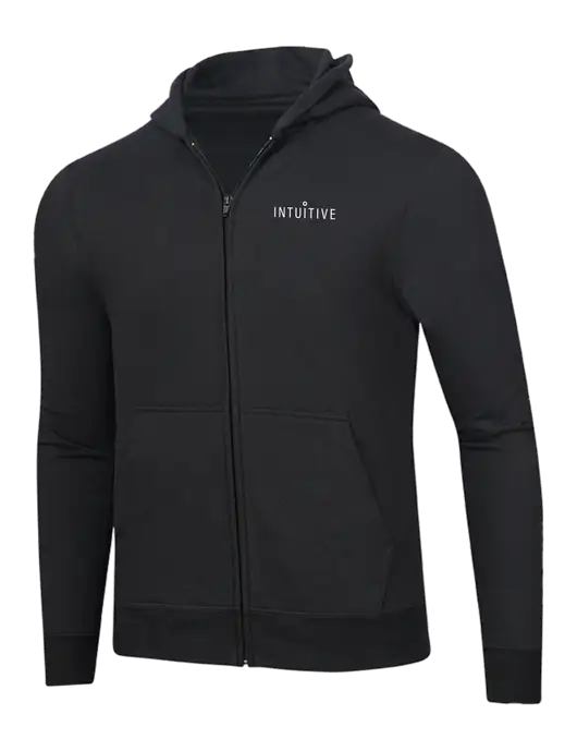 Jet Black 8.5 oz Ring Spun Zip Hooded Sweatshirt w/Intuitive Logo