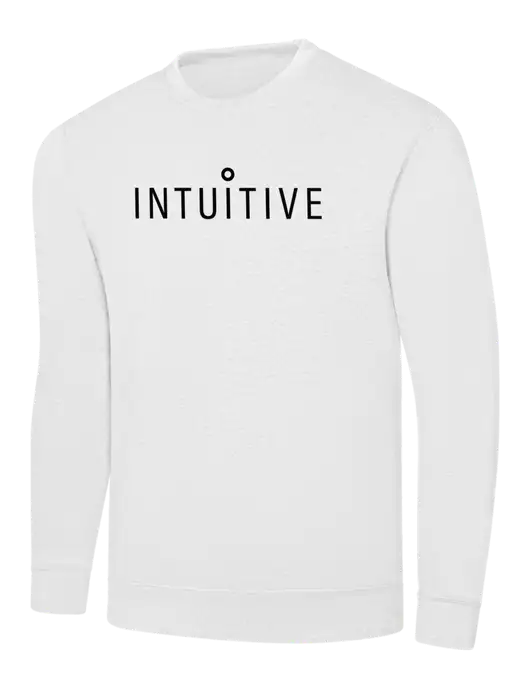 White 7.8 oz Ring Spun Crew Sweatshirt w/Intuitive Logo