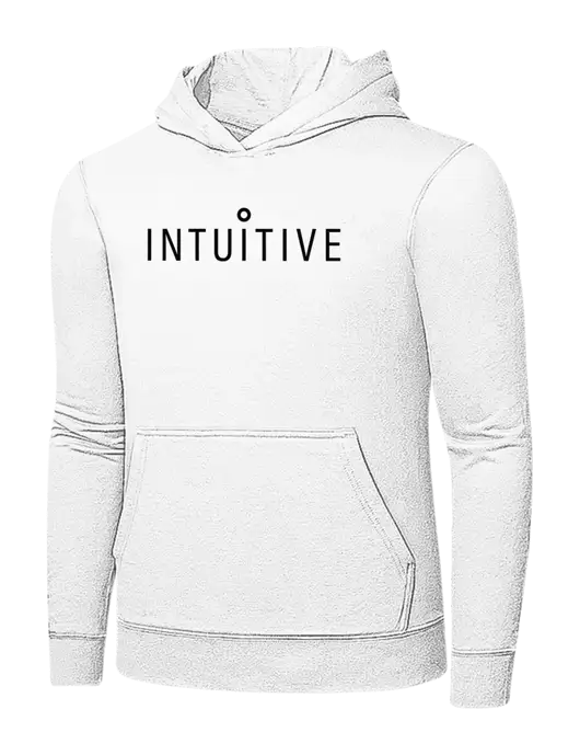 White 7.8 oz Ring Spun Hooded Sweatshirt w/Intuitive Logo