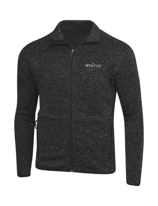 Black Heather Sweater Fleece Jacket w/Intuitive Logo