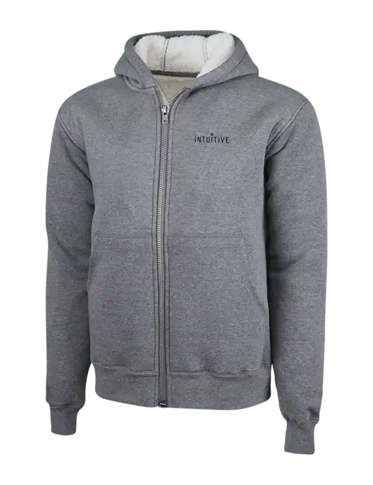 Cornerstone Grey Heather Heavyweight Sherpa Lined Hooded Fleece Jacket w/Intuitive Logo