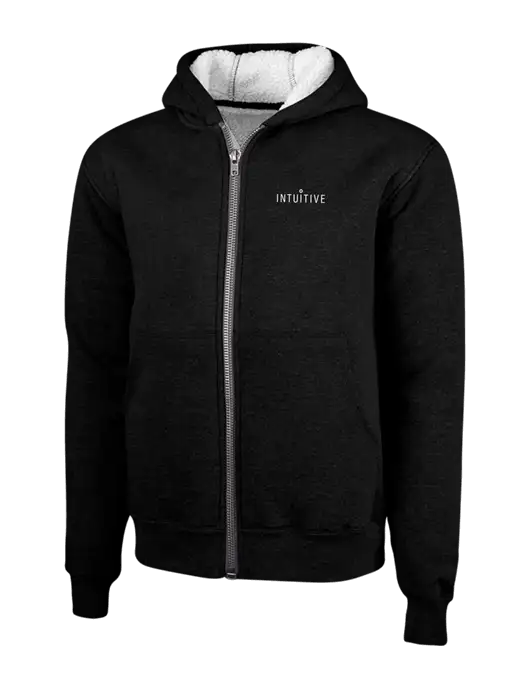 Cornerstone Black Heavyweight Sherpa Lined Hooded Fleece Jacket w/Intuitive Logo