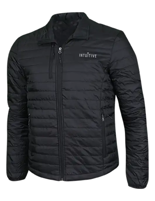 Deep Black Puffy Packable Jacket w/Intuitive Logo