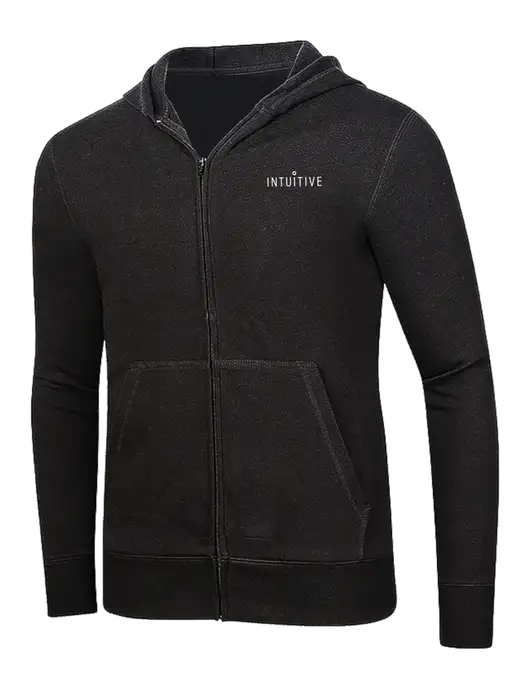 Full-Zip Black Heavyweight Hooded Sweatshirt w/Intuitive Logo