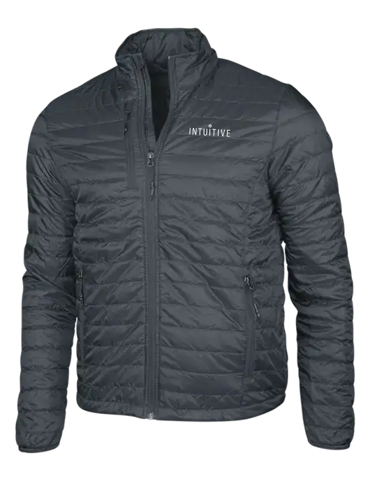 Dark Grey Puffy Packable Jacket w/Intuitive Logo