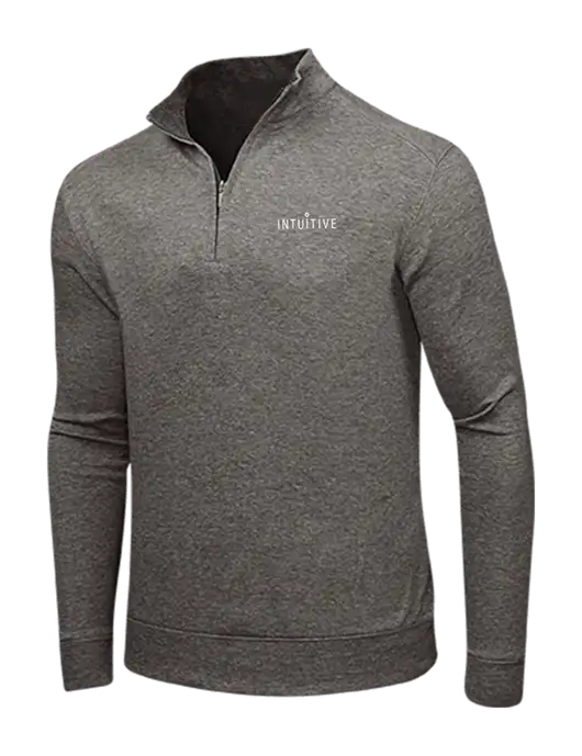 Charcoal Heather/Medium Heather Grey Interlock 1/4 Zip w/Intuitive Logo