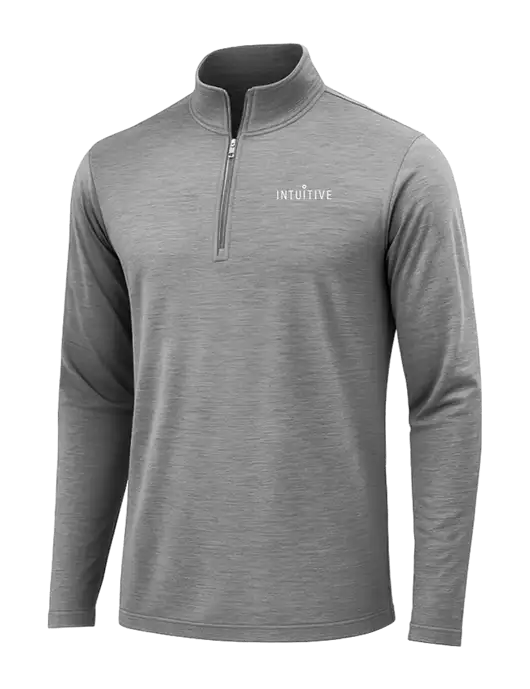 Dark Grey Heather Posicharge Tri-Blend Wicking 1/4 Zip Pullover w/Intuitive Logo