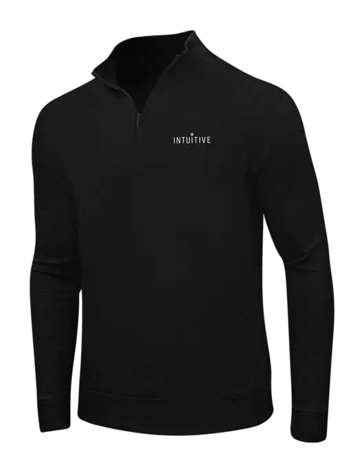 Deep Black/Charcoal Heather Interlock 1/4 Zip w/Intuitive Logo