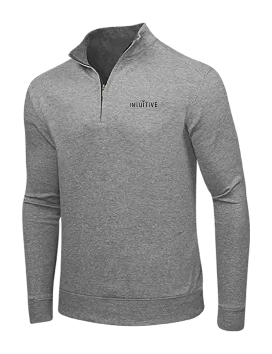 Medium Heather Grey/Charcoal Heather Interlock 1/4 Zip w/Intuitive Logo