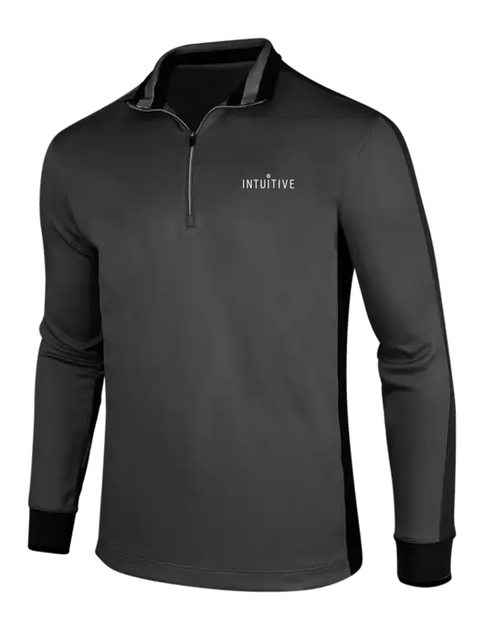 NIKE Anthracite Heather/Black Dry-Fit 1/2 Zip Cover-Up w/Intuitive Logo