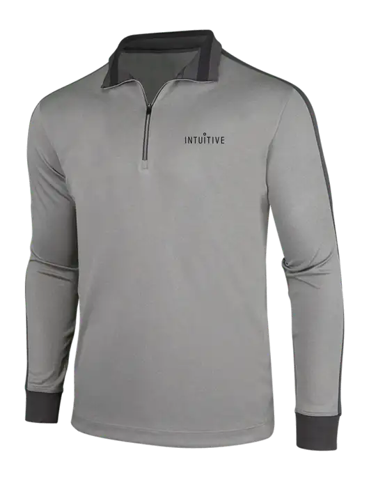 NIKE Athletic Grey/Heather Dark Grey Dry-Fit 1/2 Zip Cover-Up w/Intuitive Logo