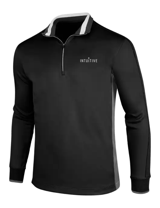 NIKE Black/Dark Grey/White Dry-Fit 1/2 Zip Cover-Up w/Intuitive Logo