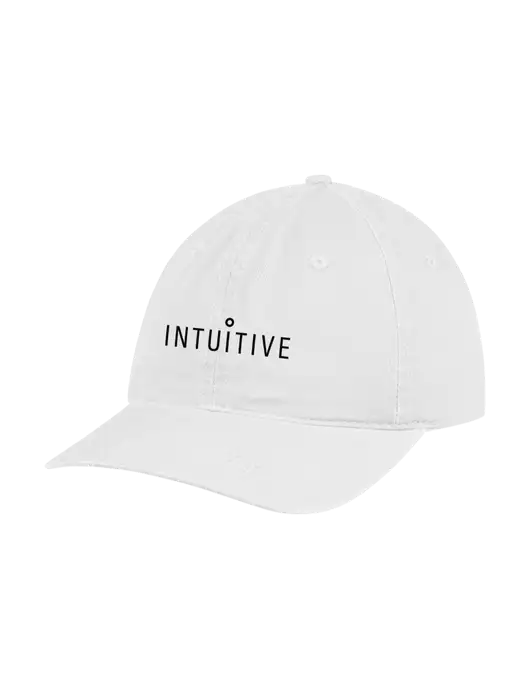 Garment Washed Unstructured Twill White Cap w/Intuitive Logo