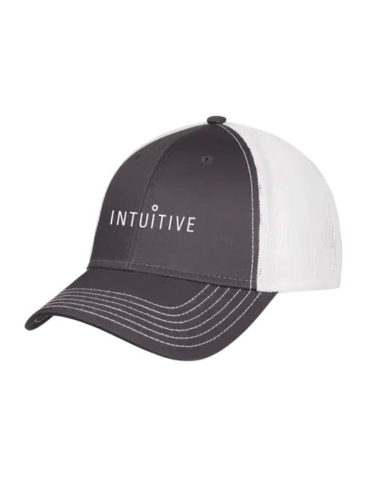 Dark Grey/White Mesh Trucker Cap Snap Back w/Intuitive Logo