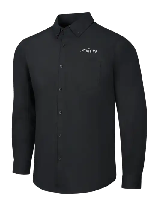 Black Long Sleeve Carefree Poplin Shirt w/Intuitive Logo