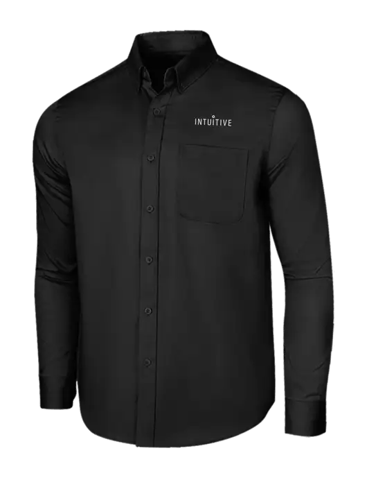 Long Sleeve Deep Black Superpro React Twill Shirt w/Intuitive Logo