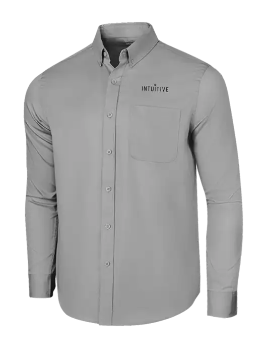Long Sleeve Light Grey Superpro React Twill Shirt w/Intuitive Logo