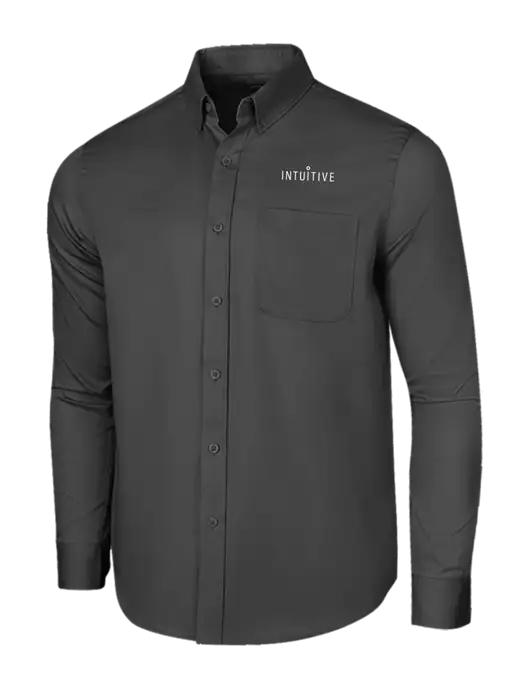 Long Sleeve Dark Grey Superpro React Twill Shirt w/Intuitive Logo