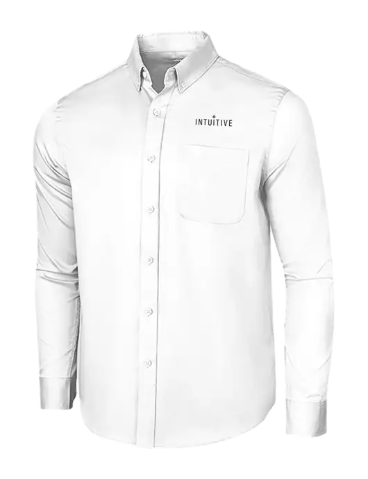 Long Sleeve White Superpro React Twill Shirt w/Intuitive Logo