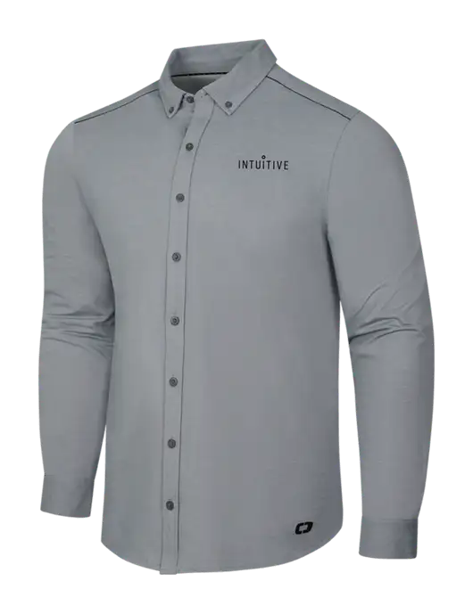 OGIO Medium Grey Heather Modern Code Stretch Button-Up Shirt w/Intuitive Logo