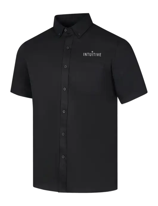 Short Sleeve Deep Black Superpro React Twill Shirt w/Intuitive Logo
