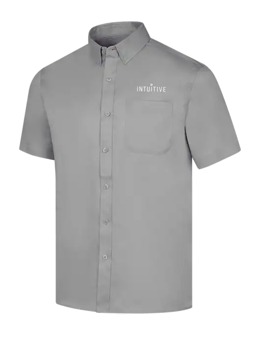Short Sleeve Light Grey Superpro React Twill Shirt w/Intuitive Logo