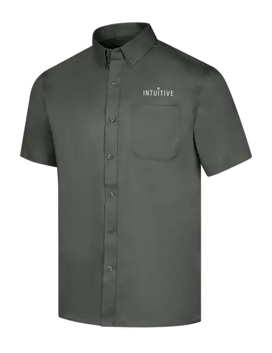 Short Sleeve Dark Grey Superpro React Twill Shirt w/Intuitive Logo