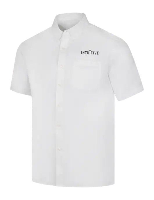 Short Sleeve White Superpro React Twill Shirt w/Intuitive Logo