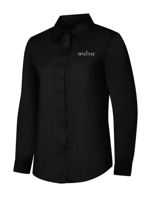 Womens Black Long Sleeve Superpro React Twill Shirt w/Intuitive Logo