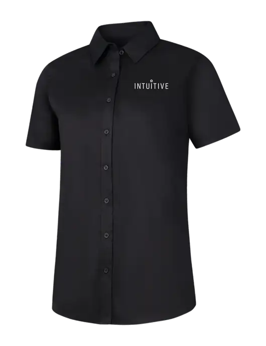 Womens Black Short Sleeve Superpro React Twill Shirt w/Intuitive Logo