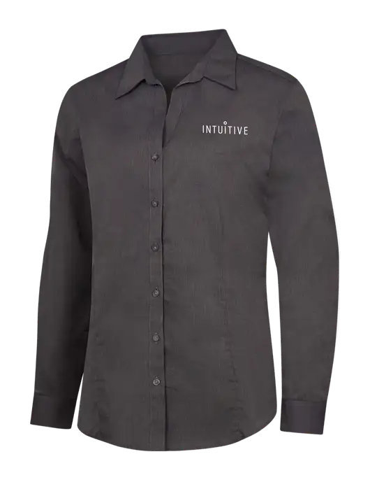 Womens Soft Black Crosshatch Easy Care Shirt w/Intuitive Logo