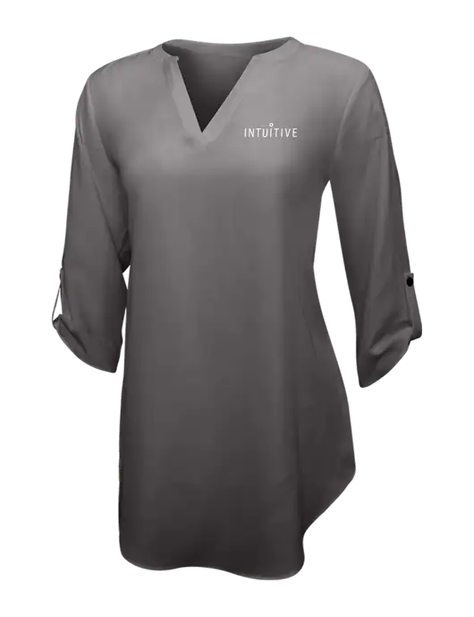 Dark Grey Womens 3/4 Sleeve Tunic Blouse w/Intuitive Logo