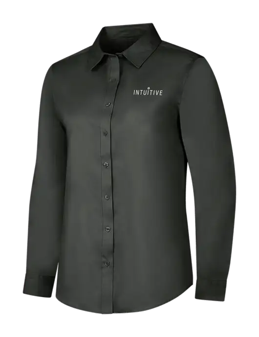 Dark Grey Womens Long Sleeve Superpro React Twill Shirt w/Intuitive Logo