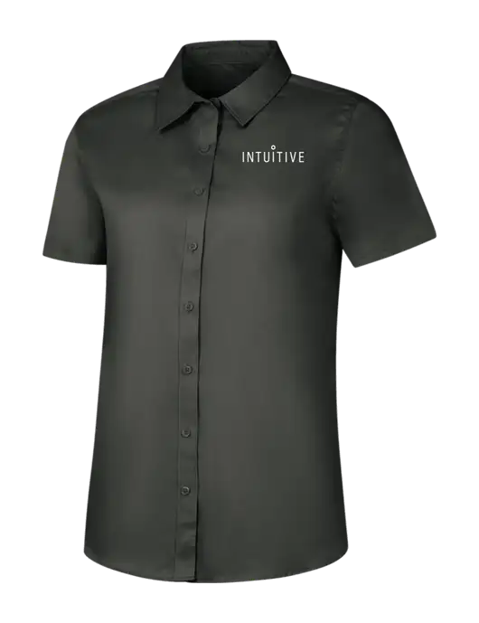 Womens Dark Grey Short Sleeve Superpro React Twill Shirt w/Intuitive Logo