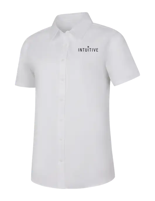Womens White Short Sleeve Superpro React Twill Shirt w/Intuitive Logo