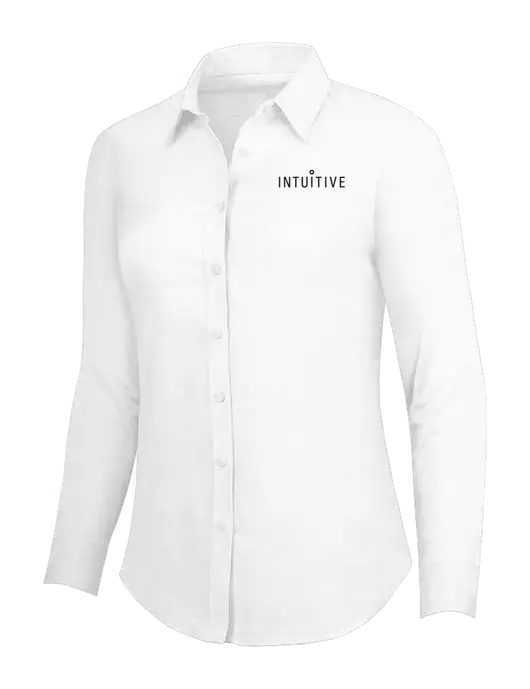 White Womens SuperPro Oxford Shirt w/Intuitive Logo