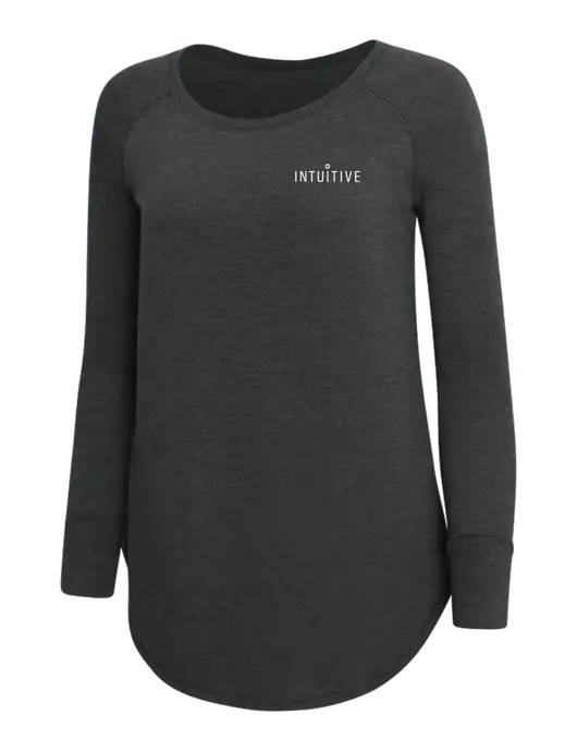 Womens Perfect Wide Collar Tunic Tri-Blend Black Frost 4.5 oz T-Shirt w/Intuitive Logo