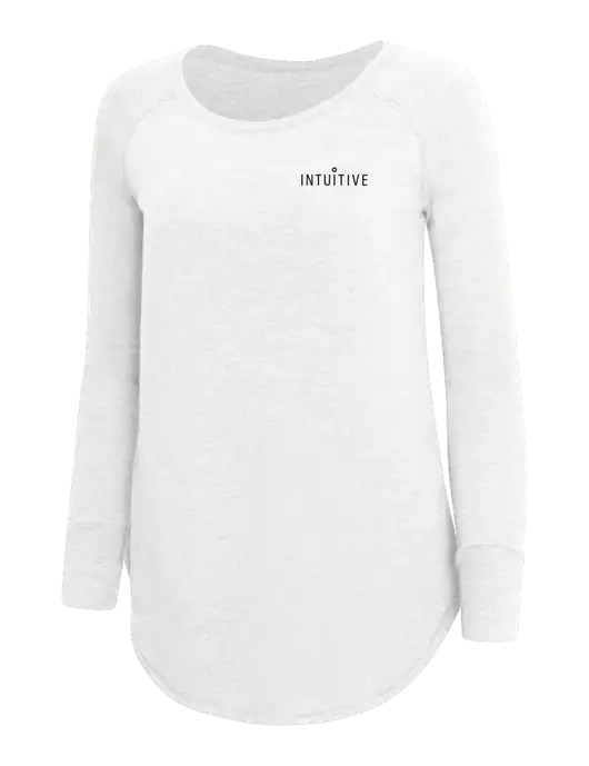 Womens Perfect Wide Collar Tunic Tri-Blend White 4.5 oz T-Shirt w/Intuitive Logo
