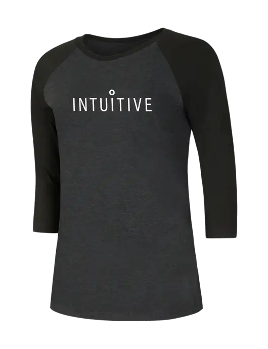 Womens Simply Soft 3/4 Sleeve Black/Black Frost Ring Spun Cotton T-Shirt w/Intuitive Logo