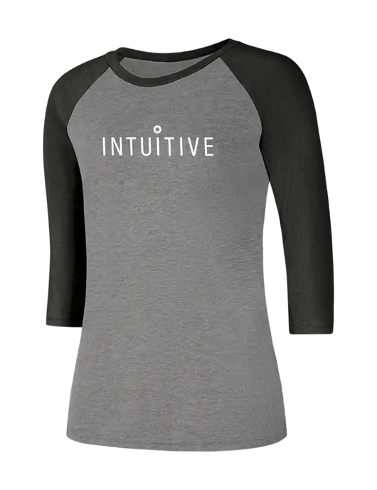 Womens Simply Soft 3/4 Sleeve Black Frost/Grey Frost Ring Spun Cotton T-Shirt w/Intuitive Logo