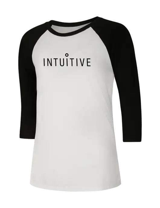 Womens Simply Soft 3/4 Sleeve Black/White Ring Spun Cotton T-Shirt w/Intuitive Logo