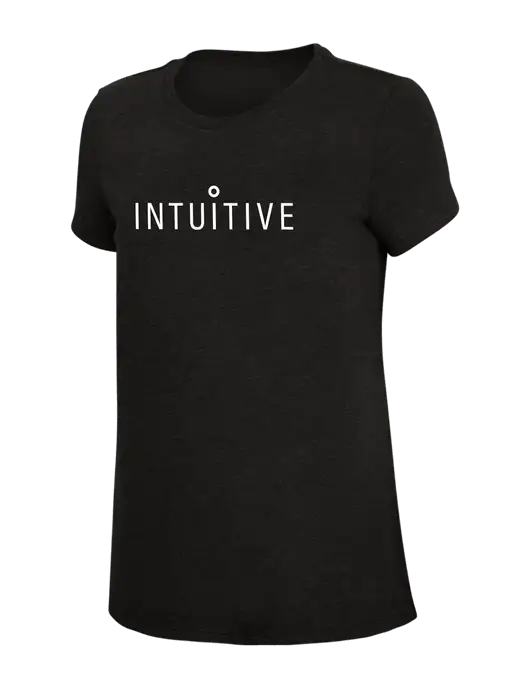 Womens Simply Soft Black 4.5oz Poly/Combed Ring Spun Cotton T-Shirt w/Intuitive Logo