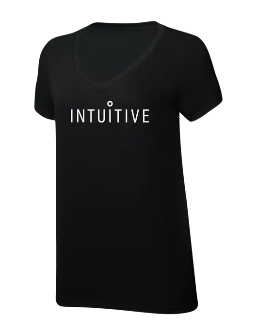 Womens Simply Soft V-Neck Black 4.5oz  Poly/Combed Ring Spun Cotton T-Shirt w/Intuitive Logo