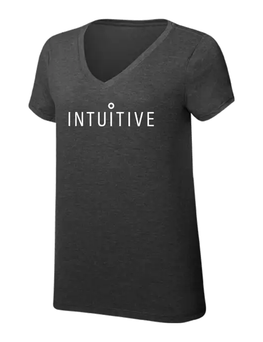 Womens Simply Soft V-Neck Black Frost 4.5oz  Poly/Combed Ring Spun Cotton T-Shirt w/Intuitive Logo