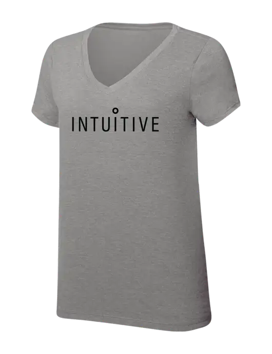 Womens Simply Soft V-Neck Grey Frost 4.5oz  Poly/Combed Ring Spun Cotton T-Shirt w/Intuitive Logo
