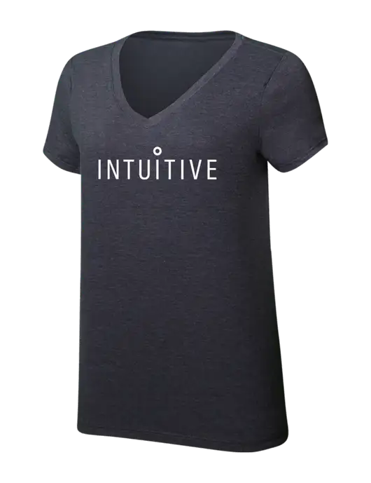 Womens Simply Soft V-Neck Heather Charcoal 4.5oz  Poly/Combed Ring Spun Cotton T-Shirt w/Intuitive Logo