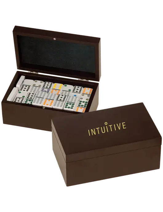 Rosewood Double Twelves 91 Piece Dominos Set w/Intuitive Logo
