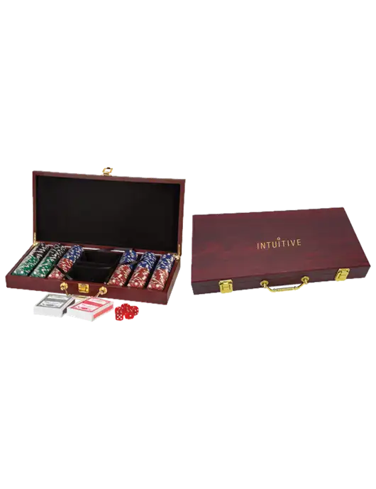 Rosewood Poker Set, 300 Chips w/Intuitive Logo